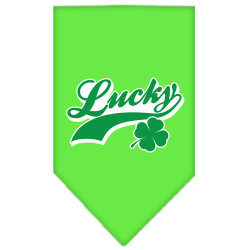 Lucky Swoosh Screen Print Bandana Lime Green Large